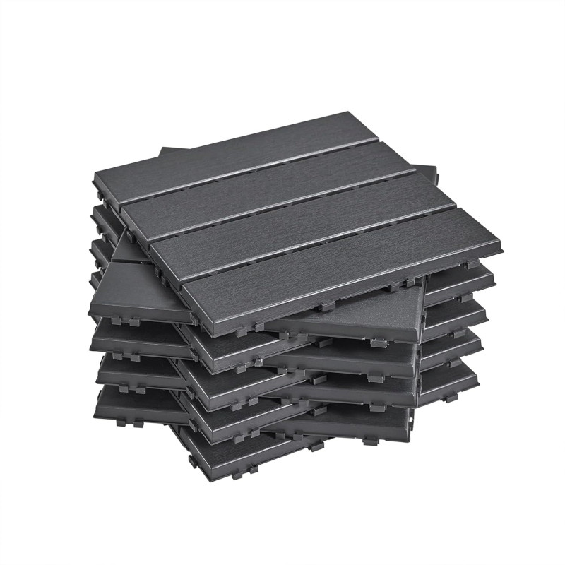 Sobuy Set de 15 Pièces Dalles Terrasse Exterieur Caillebotis Exterieur Revetement de Sol Système Clipsable pour Balcon et Terras