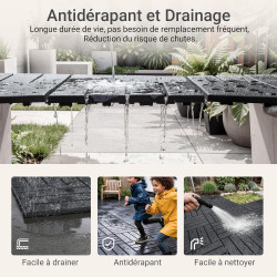 Sobuy Set de 15 Pièces Dalles Terrasse Exterieur Caillebotis Exterieur Revetement de Sol Système Clipsable pour Balcon et Terras
