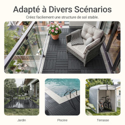 Sobuy Set de 15 Pièces Dalles Terrasse Exterieur Caillebotis Exterieur Revetement de Sol Système Clipsable pour Balcon et Terras