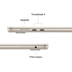 Apple MacBook Air 15 Pouces Portable avec Puce M5 : Écran Liquid Retina 15,3 Pouces, Mémoire unifiée 16 Go, SSD 512 Go, Touch ID