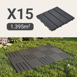 Sobuy Set de 15 Pièces Dalles Terrasse Exterieur Caillebotis Exterieur Revetement de Sol Système Clipsable pour Balcon et Terras