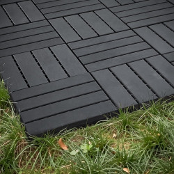 Sobuy Set de 45 Pièces Dalles Terrasse Exterieur Caillebotis Exterieur Revetement de Sol Système Clipsable pour Balcon et Terras