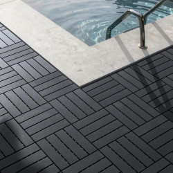 Sobuy Set de 45 Pièces Dalles Terrasse Exterieur Caillebotis Exterieur Revetement de Sol Système Clipsable pour Balcon et Terras