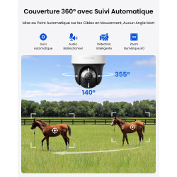 Reolink 4G LTE Caméra de Surveillance Extérieure sans Fil 4MP, Suivi Automatique 360°, Vision Nocturne Couleur, Détection IA, Ca