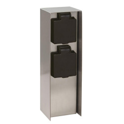 ARUM LIGHTING - Borne Électrique de Jardin CENAC Acier Inox, 2 Prises Françaises, Étanche IP44, H23cm, Multiprise Extérieure pou