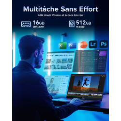 AOC 2025 AX15 Ordinateur Portable, Boîtier Métallique d'un PC Portable, 15,6 Pouces FHD 16 Go de DDR4 512 Go de SSD,N97 (6M Cach