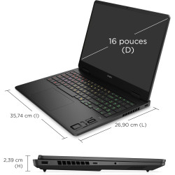 HP Omen 16-am0002sf Ordinateur Portable Gaming 16" FHD IPS 144 Hz, PC Portable Gamer (Intel Core 7 240H, RAM 16 Go, SSD 1024 Go,