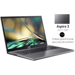 Acer Aspire 3 A317-55P-C8DB, Ordinateur Portable 17.3" Full HD IPS, PC Portable (Intel Processeur Celeron N100, Ram 4 Go, SSD 12