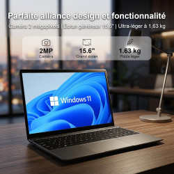 Ordinateur Portable Windows 11 Laptop, Film Silicone Pour Clavier AZERTY PC Portable 15,6 Pouces Windows 11 et Suite Office 365 