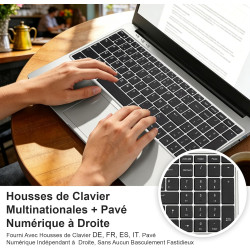 Ordinateur Portable Windows 11 Laptop, Film Silicone Pour Clavier AZERTY PC Portable 15,6 Pouces Windows 11 et Suite Office 365 