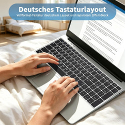 Ordinateur portable 15,6" Windows 11 avec clavier allemand, pratique pour l'école et l'utilisation privée
