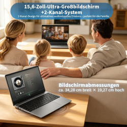 Ordinateur portable 15,6" Windows 11 avec clavier allemand, pratique pour l'école et l'utilisation privée