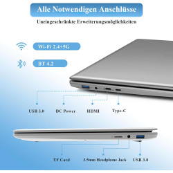 Ordinateur portable 15,6" Windows 11 | Avec clavier allemand d'origine pour un apprentissage et un travail efficaces