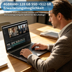 Ordinateur portable Windows 11 | Ordinateur portable 15,6" avec clavier allemand, convient pour les cours en ligne et le bureau 