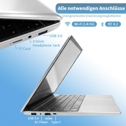 Ordinateur portable Windows 11 | Ordinateur portable 15,6" avec clavier allemand, convient pour les cours en ligne et le bureau 