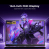 2025 Ordinateur Portable Gaming 16 Pouces - Processeur Ryzen 7 H255 (Jusqu'à 4.9 GHz), Pc Portable DDR5 16 Go, SSD 512 Go (Exten