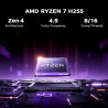 2025 Ordinateur Portable Gaming 16 Pouces - Processeur Ryzen 7 H255 (Jusqu'à 4.9 GHz), Pc Portable DDR5 16 Go, SSD 512 Go (Exten