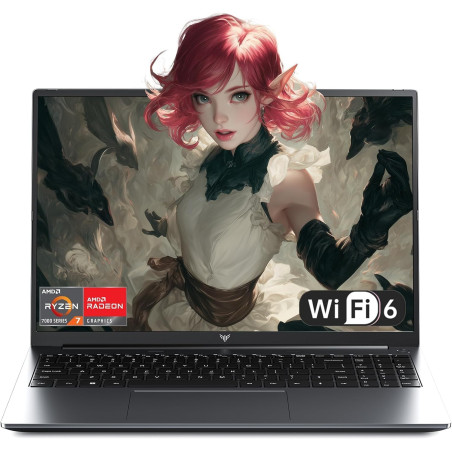 Ordinateur Portable 15,6" FHD 1920x1080, Processeur Ryzen 7 7730U Jusqu'à 4,5 GHz Ordinateur Portable de Gaming 16 Go RAM DDR4 *