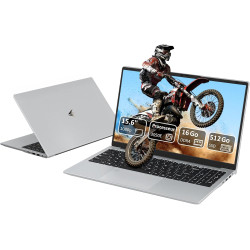 Ordinateur Portable 15,6" Full HD | PC Ultra-Fin | Processeur 3050e Dual Core | 16 Go RAM | SSD 512 Go Ultra-Rapide | Clavier Ré