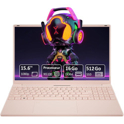 Ordinateur portable ultra-fin 15,6",processeur n5100 (2,8 ghz), 16 go de ram, 512 go ssd, 1920x1080 fhd, 6000 mah, wifi double b