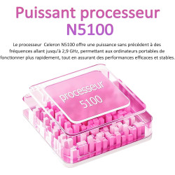 Ordinateur portable ultra-fin 15,6",processeur n5100 (2,8 ghz), 16 go de ram, 512 go ssd, 1920x1080 fhd, 6000 mah, wifi double b