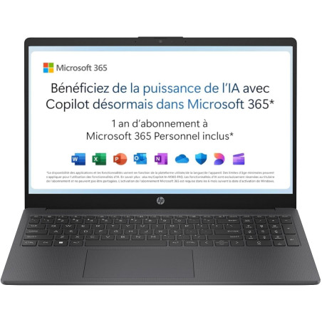 HP 15-fd0001sf Ordinateur Portable 15,6" FHD, PC Portable (Intel Celeron N100, RAM 4 Go, UFS 128 Go, Intel UHD Graphics, Windows