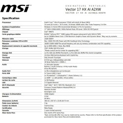 MSI Vector 17 HX AI A2XWJG-009FR : Intel Core Ultra 9 275HX - 32 GB DDR5 - SSD 2TB - Nvidia RTX 5090 24GB - 17' QHD+240Hz - Wind