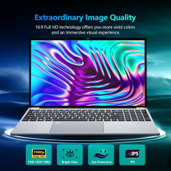 Ordinateur Portable 15,6 Pouces avec Office 365, 16Go RAM 512Go SSD Celeron N95, PC Portable 1920 * 1080 FHD WiFi5, Ordinateur P