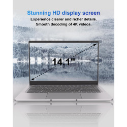 PINSTONE Ordinateur Portable 14″ 2 cœurs (Jusqu’à 2,6 GHz) • 6 Go RAM • 128 Go SSD • WiFi 5G • Mini-HDMI • Design sans Ventilate