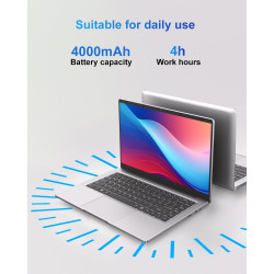 PINSTONE Ordinateur Portable 14″ 2 cœurs (Jusqu’à 2,6 GHz) • 6 Go RAM • 128 Go SSD • WiFi 5G • Mini-HDMI • Design sans Ventilate
