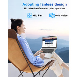 PINSTONE Ordinateur Portable 14″ 2 cœurs (Jusqu’à 2,6 GHz) • 6 Go RAM • 128 Go SSD • WiFi 5G • Mini-HDMI • Design sans Ventilate