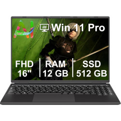 NOTODD Ordinateur Portable 16 Pouces 4 cœurs Celeron N5095 (jusqu'à 2,9 GHz),12+512GB SSD Soutien Extension 1TB,PC Portable Win1