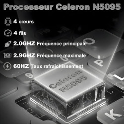 NOTODD Ordinateur Portable 16 Pouces 4 cœurs Celeron N5095 (jusqu'à 2,9 GHz),12+512GB SSD Soutien Extension 1TB,PC Portable Win1
