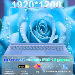 NOTODD Ordinateur Portable Gaming 16'' 12+512 Go SSD Soutien Extension 2TB (HDD-2TB) 1920x1200 PC Portable Celeron N5095 (jusqu'