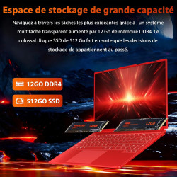 Ordinateur Portable Gaming 16 Pouces 12+512 Go Soutien Extension 2TB (HDD-2TB) 4 cœurs Celeron N5095 (jusqu'à 2,9 GHz)PC Gamer P