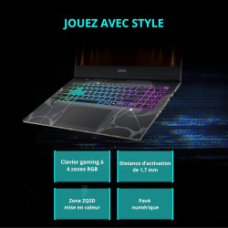 MSI Cyborg 15 B2RWFKG-015FR : Intel Core 7 240H - 16GB DDR5 - SSD 512GB - Nvidia RTX5060 8GB - 15.6' Full HD 144Hz - Windows 11 