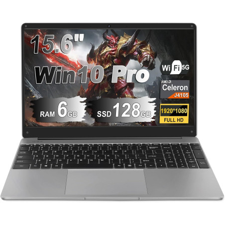 NOTODD Ordinateur Portable 14 Pouces,6 Go RAM+128 Go Soutien Extension SSD 1TB PC Portable Win11 Celeron J4105 Pas Cher 2.4+5G W