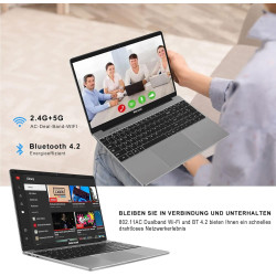 NOTODD Ordinateur Portable 14 Pouces,6 Go RAM+128 Go Soutien Extension SSD 1TB PC Portable Win11 Celeron J4105 Pas Cher 2.4+5G W