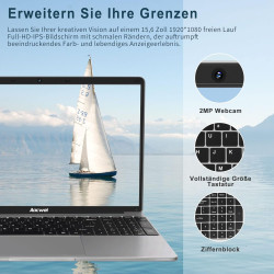 NOTODD Ordinateur Portable 14 Pouces,6 Go RAM+128 Go Soutien Extension SSD 1TB PC Portable Win11 Celeron J4105 Pas Cher 2.4+5G W
