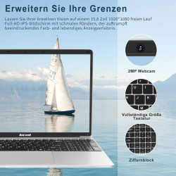 NOTODD Ordinateur Portable 14 Pouces,6 Go RAM+128 Go Soutien Extension SSD 1TB PC Portable Win11 Celeron J4105 Pas Cher 2.4+5G W