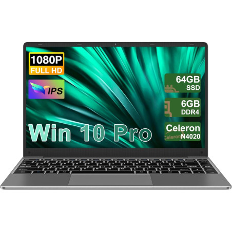 NOTODD Ordinateur Portable14 Pouces Celeron N4020 (jusqu'à 2,8 GHz),6GB RAM 64 Go Soutien Extension SSD 1TB,PC Portable Win11 2.