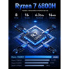 FUNYET 2026 Ordinateur Portable 15,6" CPU R7-6800H (jusqu'à 4,7 GHz) Gaming PC Portable 32Go LPDDR5 1To SSD Win11 Laptop, Type-C