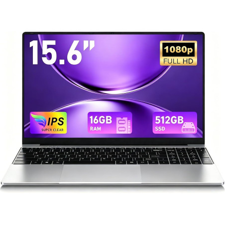 FUNYET 2026 Ordinateur Portable,15.6" Pc Portable 16Go RAM 512Go SSD Extension TF 1To,(Processeur 6Y30, 5000mAh), IPS 1920×1080 