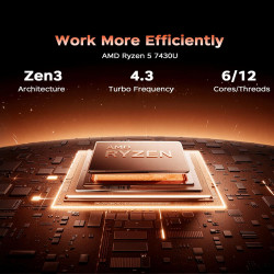 Ordinateur Portable 15.6" FHD avec Ryzen 5 7430U (Processeur jusqu'à 4.3GHz) 8 Cœurs - 16GB RAM DDR4x2 512GB SSD PC Portables, H