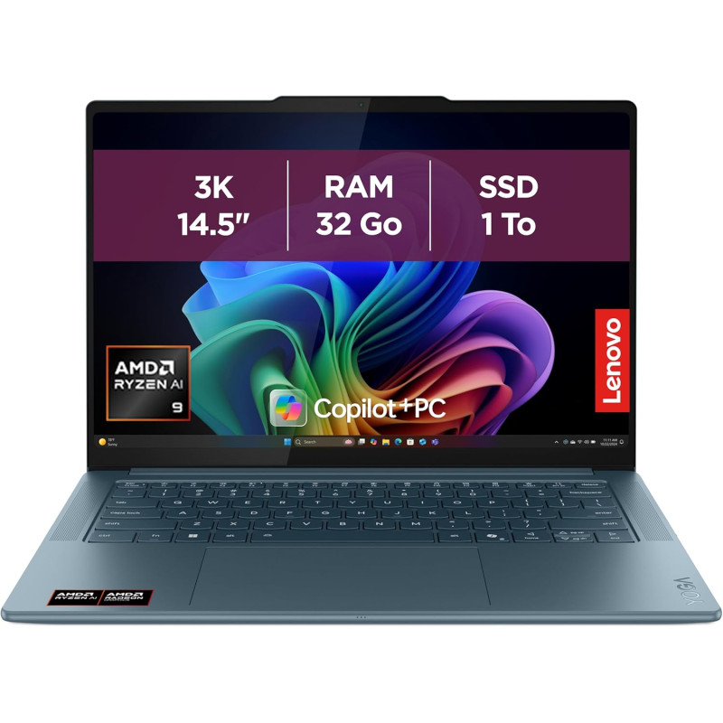 Lenovo Yoga Pro 7 14ASP10 - Ordinateur Portable 14.5'' 3K OLED Copilot+ (AMD Ryzen AI 9 365, RAM 32Go, SSD 1To, AMD Radeon 880M 