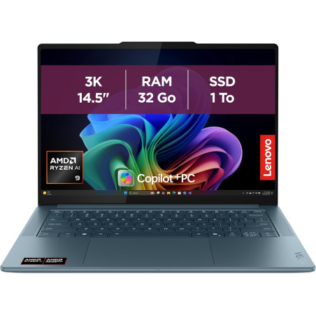 Lenovo Yoga Pro 7 14ASP10 - Ordinateur Portable 14.5'' 3K OLED Copilot+ (AMD Ryzen AI 9 365, RAM 32Go, SSD 1To, AMD Radeon 880M 
