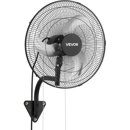 VEVOR Ventilateur Mural Industriel 45,7 cm, Ventilateur Oscillant pour Garage, Atelier, Entrepôt et Salle de Sport, 3 Vitesses, 