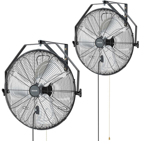 VEVOR Ventilateur Mural Industriel 50,5 cm Lot de 2, Ventilateur Mural pour Atelier, Garage, Entrepôt et Salle de Sport, 3 Vites