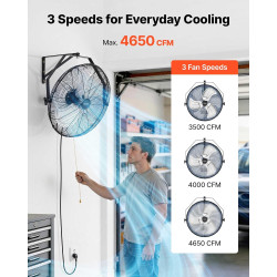 VEVOR Ventilateur Mural Industriel 50,5 cm Lot de 2, Ventilateur Mural pour Atelier, Garage, Entrepôt et Salle de Sport, 3 Vites