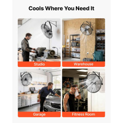 VEVOR Ventilateur Mural Industriel 50,5 cm Lot de 2, Ventilateur Mural pour Atelier, Garage, Entrepôt et Salle de Sport, 3 Vites